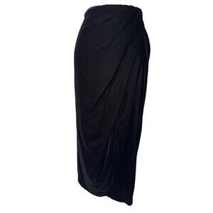 Donna Karan Black Draped Velvet Skirt Size 8